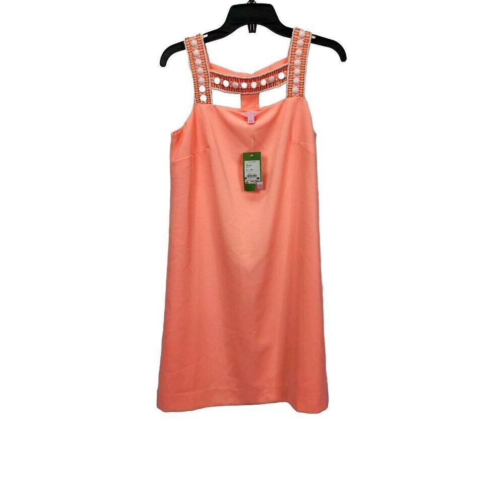 $268 Lilly Pulitzer Mason Shift Peachy Pink‎ Dress Beaded Sleeveless 19681 0